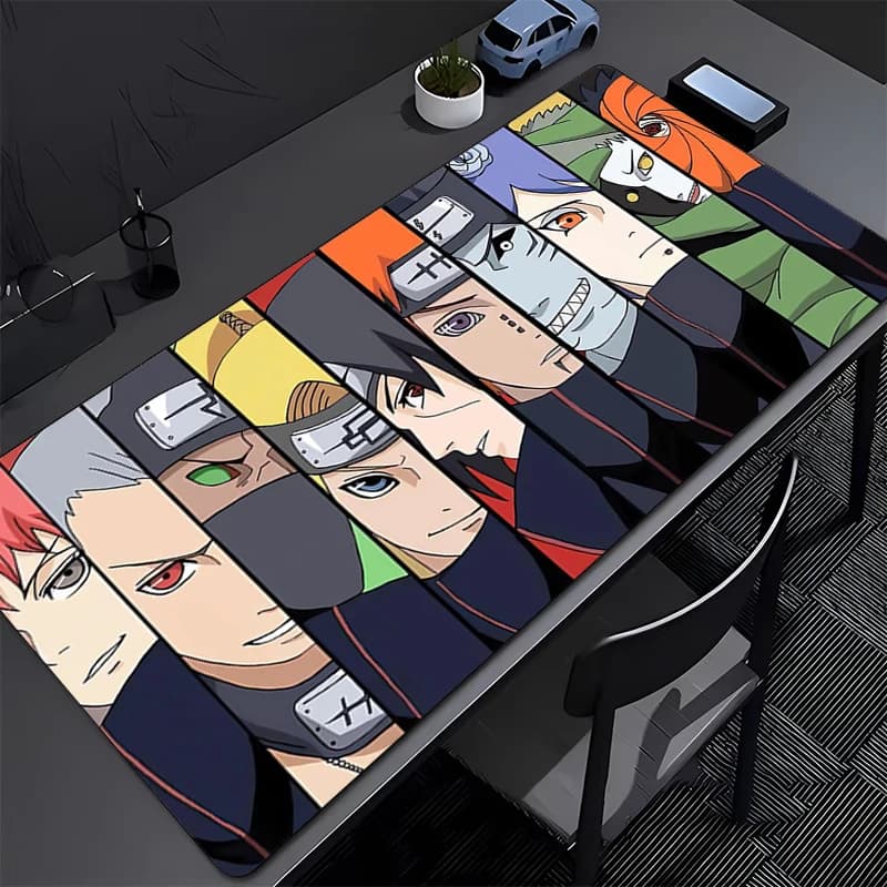 Tappetino per mouse da ufficio Naruto Akatsuki, accessori da gioco di grandi dimensioni, tastiera veloce, tappetino da scrivania con bordo in gomma, tappetino per mouse per laptop 90x40 cm