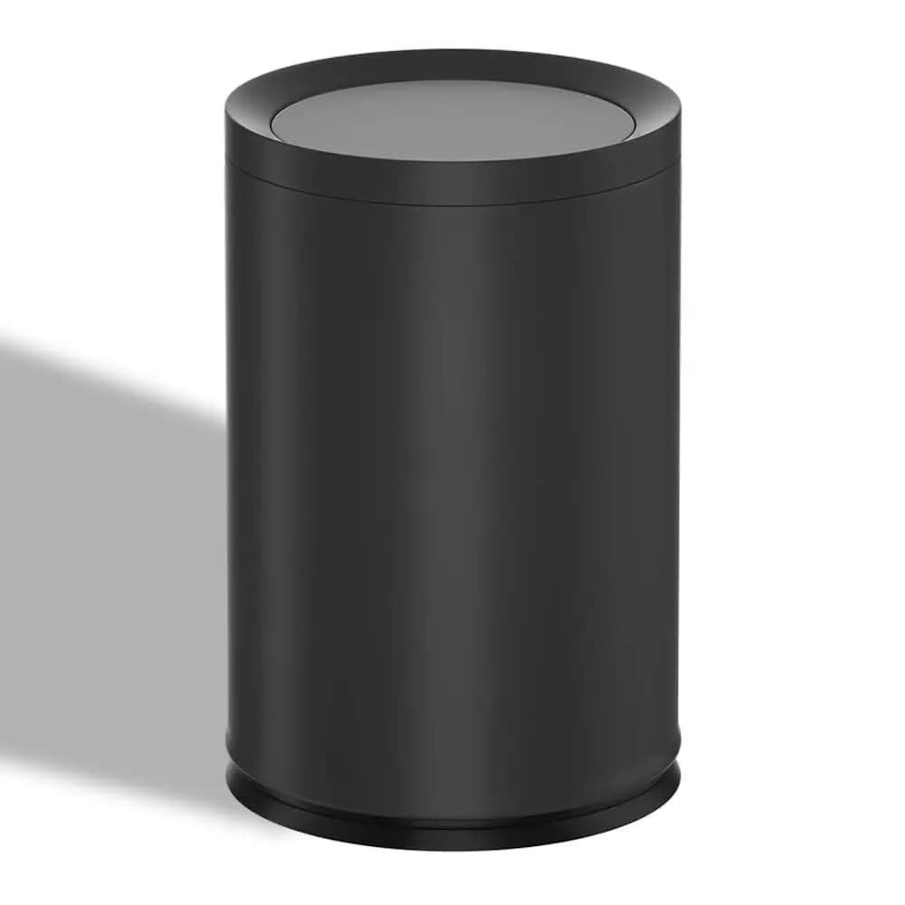 Cestino per rifiuti in metallo da 2,3/9 litri con coperchio, nero, lusso leggero, cestino per immondizia, cestino per rifiuti da bagno, per soggiorno, casa, camera da letto, ufficio