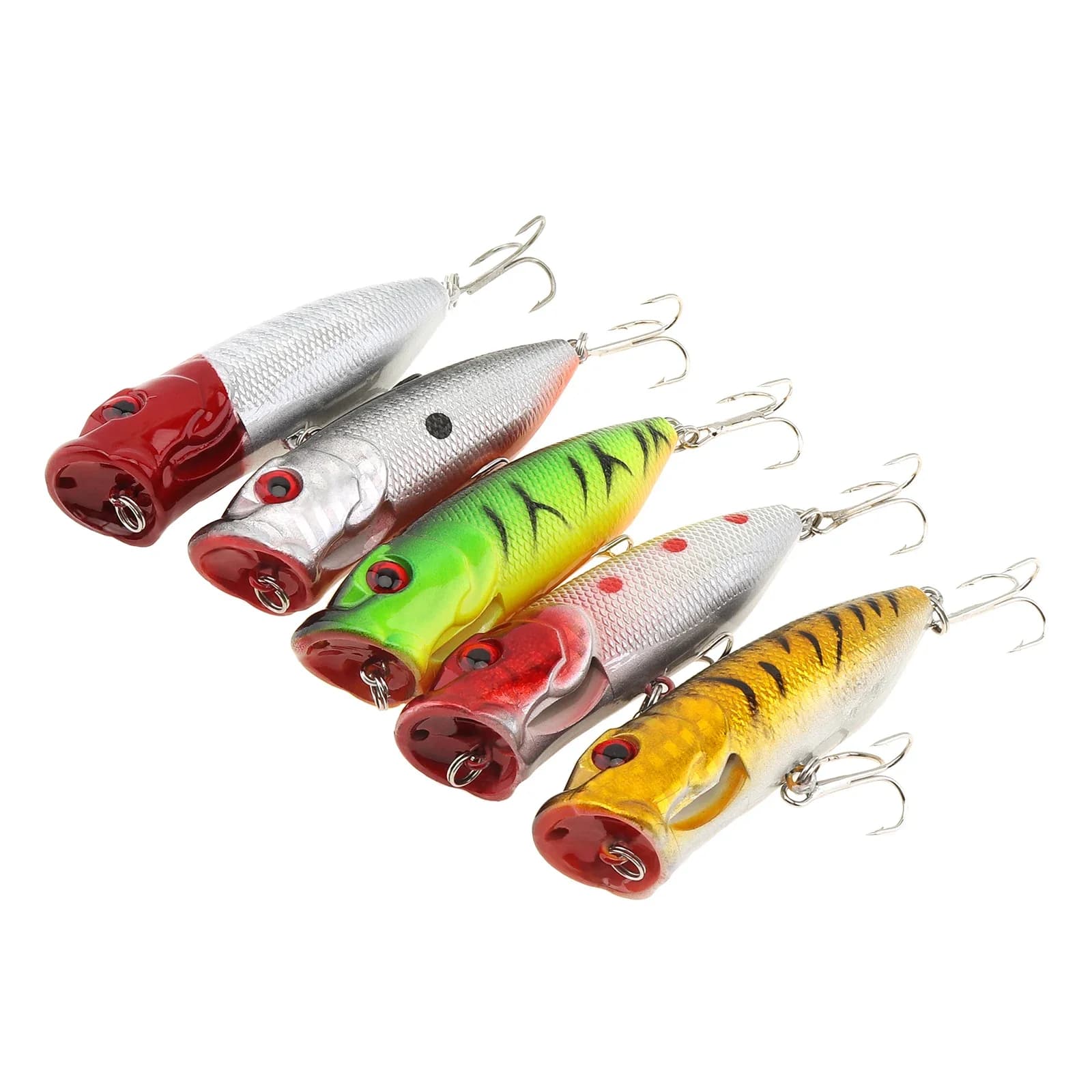 5 pcs 7 cm 10g Fishing Recalling Kit Popper Rectangular Fishing Jig Fishing bait Hook Up Set with Fishing Equipment Box