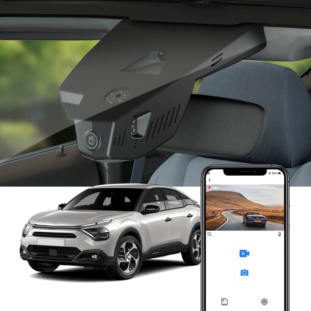 FITCAMX 4K OEM Dash Cam in stile fabbrica per Citroen C4/e-C4 MK3 (2021-2023), DVR per telecamera per auto WiFi, integrazione perfetta
