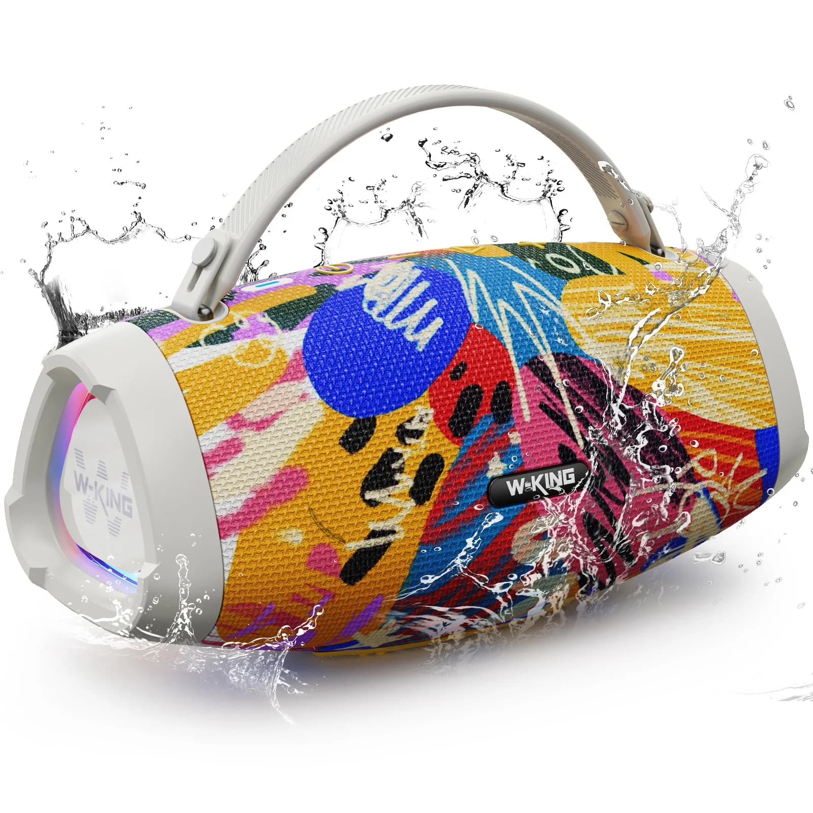 W-KING IPX7 Waterproof Wireless Outdoor Portable Bluetooth Speaker, 40W Powerful Bass, RGB Light TWS Stereo Shower Speaker