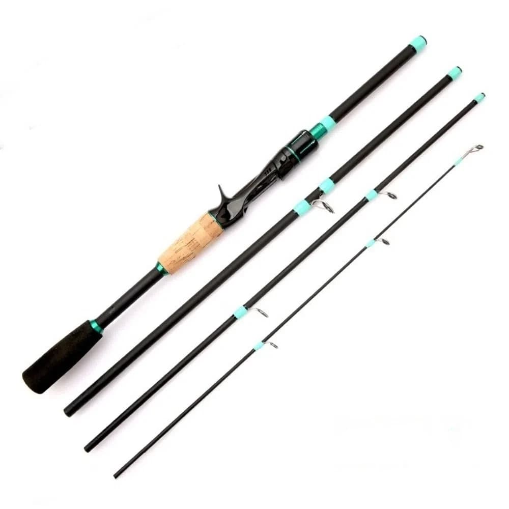 Canna da Pesca Spinning in 4 Sezioni, Canna da Pesca in Carbonio, Potenza M, Canna da Pesca Portatile in Fibra di Carbonio per l'Inverno