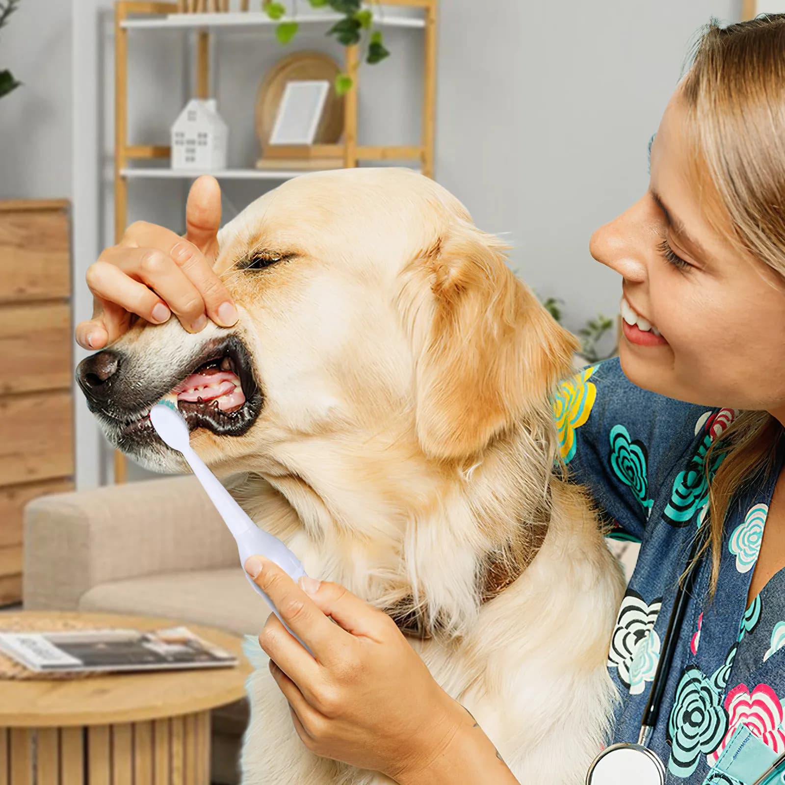 Portable Electric Toothbrush for Domestic Animals, Waterproof, for Efficacy Cleaning in Travel