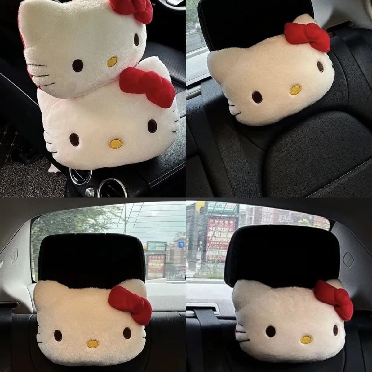 Cuscino Poggiatesta Auto Hello Kitty, Bambola di Peluche, Supporto Collo e Lombare, Cuscino Regolabile per Sedile Auto, Copri Cintura di Sicurezza