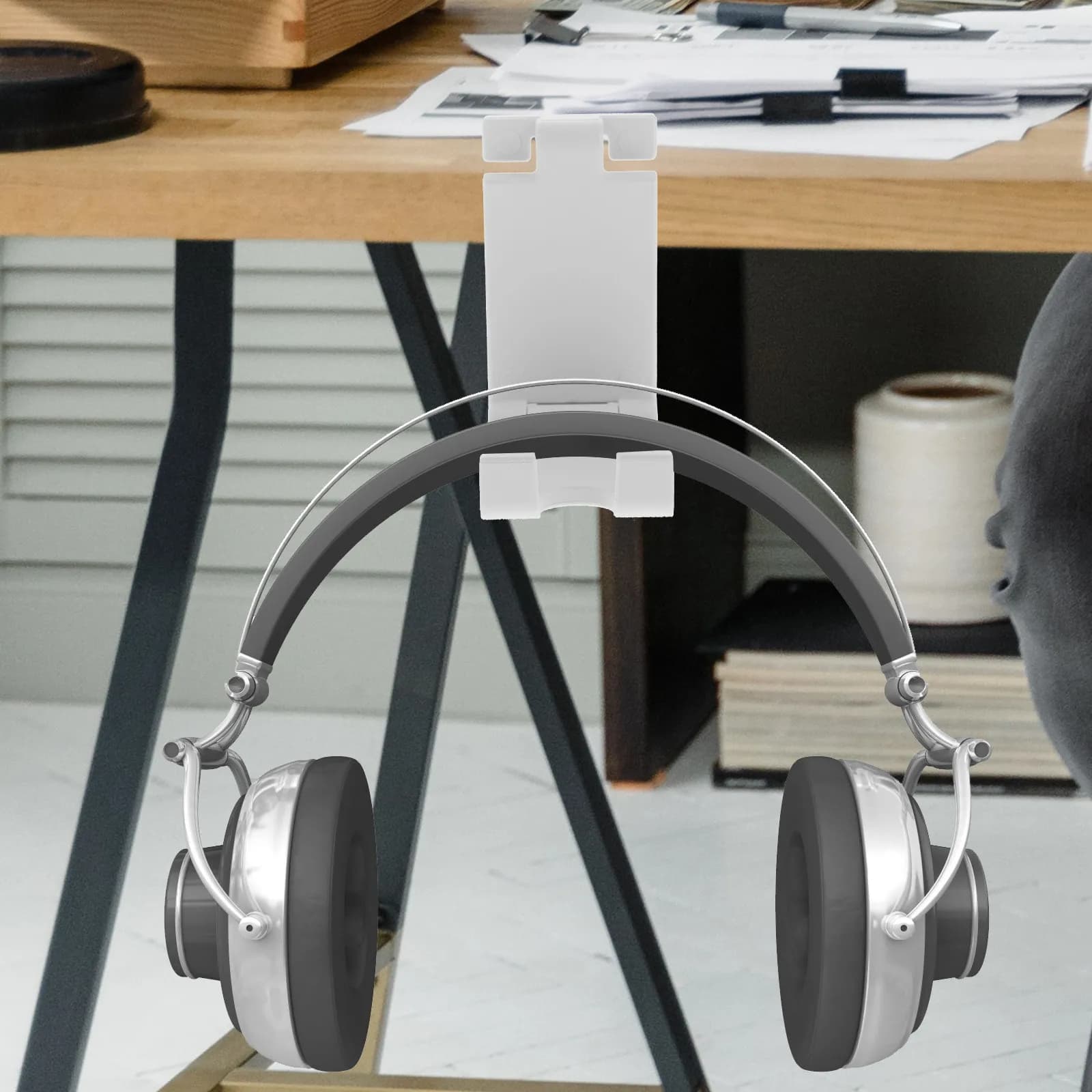 Supporto per cuffie e gamepad in ABS da 2 pezzi, organizer da scrivania a doppio uso per cuffie da gaming, controller, casa, ufficio, dormitorio, caffetteria