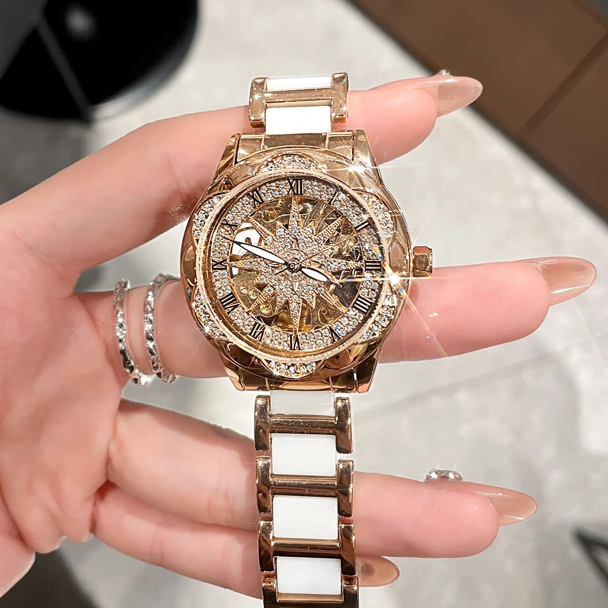 Women's Mechanical Sunflower Watch Red Luxury High-end Watch for Women's Mechanical Watch