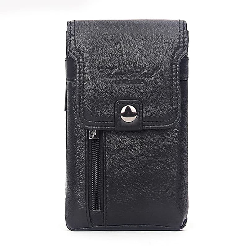 Men Cell Mobile Phone Case Cover Skin Waist Bag Cowhide Purse Hook Bum Pouch Casual Genuine Leather Belt Hip Fanny Pack