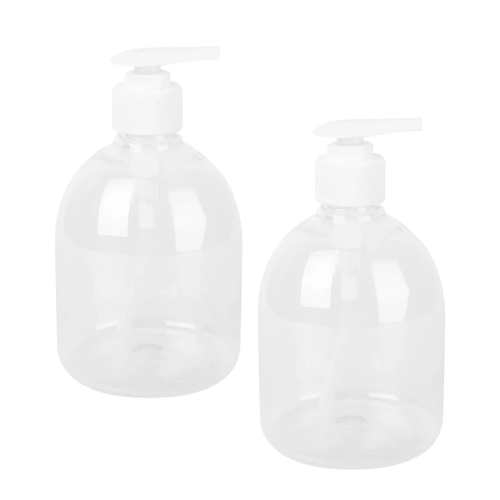 2 Pezzi Flacone Dispenser Portatile Ricaricabile da 500 ml in Plastica Trasparente con Pompa per Sapone Mani, Shampoo, Bagnoschiuma, Lozione da Viaggio