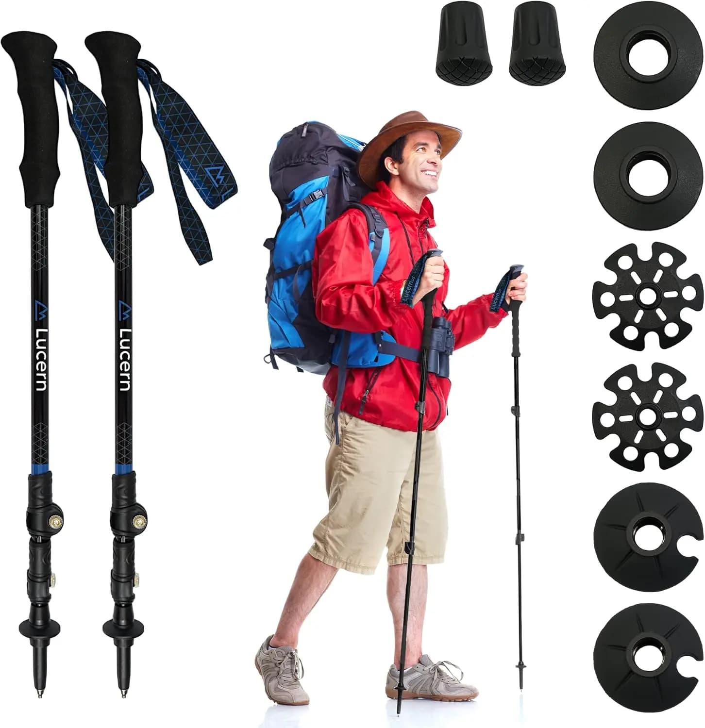 Bastoncini da Trekking in Carbonio Ultraleggeri da 6,5 oz Antiurto — Durevoli, Comodi per Tutti i Terreni, Perfetti per Escursionismo e Trekking