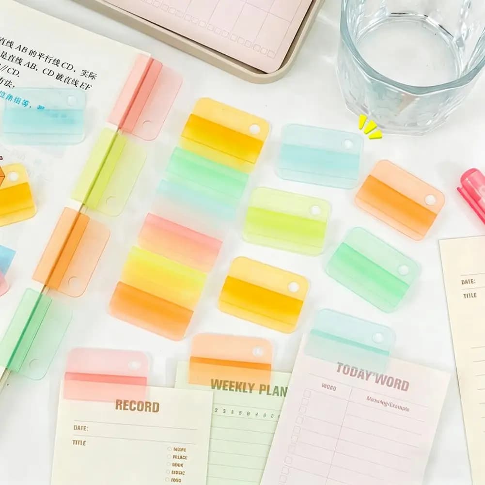 Segnalibri Trasparenti Multicolore Sfumati, Set di 6 Segnalibri Colorati, Segnalibri Multifunzionali per Appunti