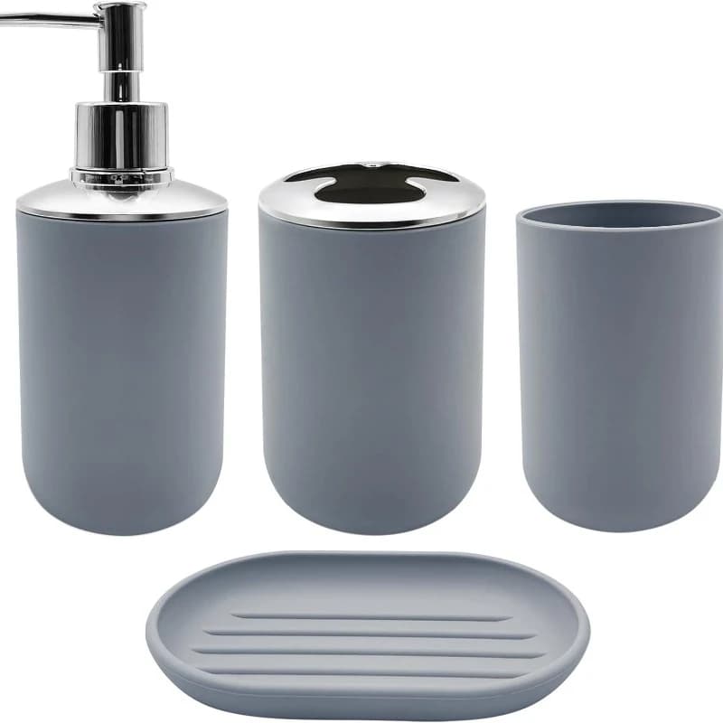 Set di accessori per il bagno 4 pezzi Dispenser di sapone per lozione in resina infrangibile Portaspazzolino Portasapone Decorazioni per il bagno Regalo