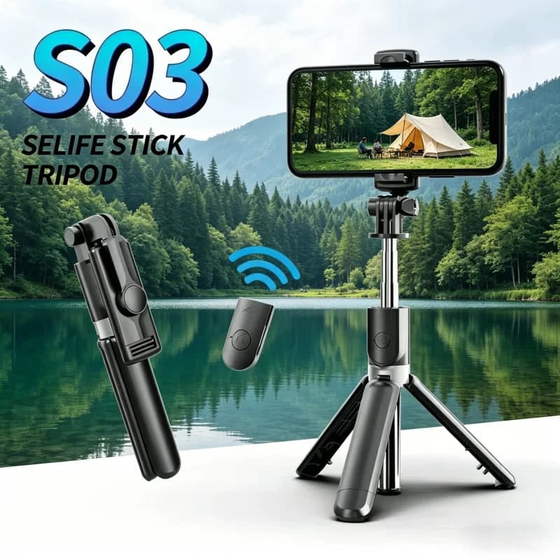 Treppiede Bluetooth per selfie con rotazione a 360°, supporto per telefono per live streaming con telecomando per iPhone Samsung Huawei Xiaomi