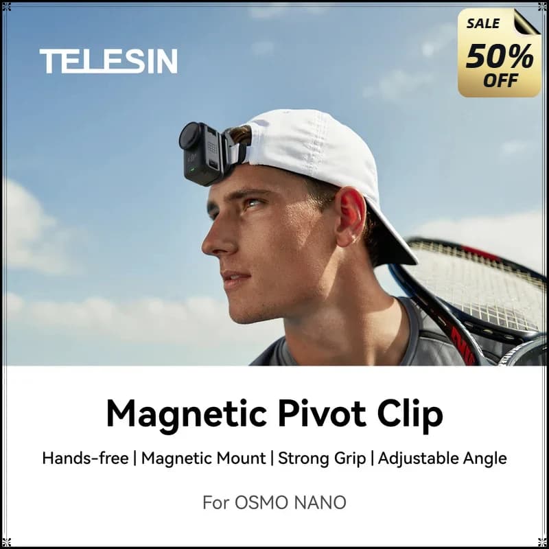 TELESIN Clip magnetica a sgancio rapido per cappello, adattatore angolare regolabile per DJI OSMO Nano Insta360 Go Ultra Action Camera