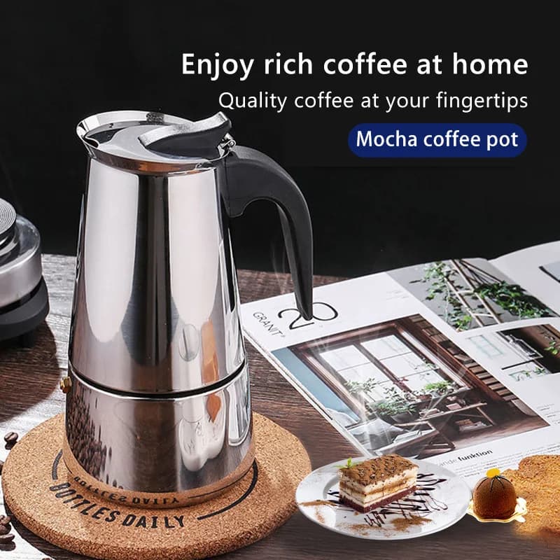 Stainless Steel Moka Coffee Maker Coffee Maker Pot Coffee Pot for Kitchen Mocha Espresso Latte Stovetop Filter 2/4/6/9 Cups