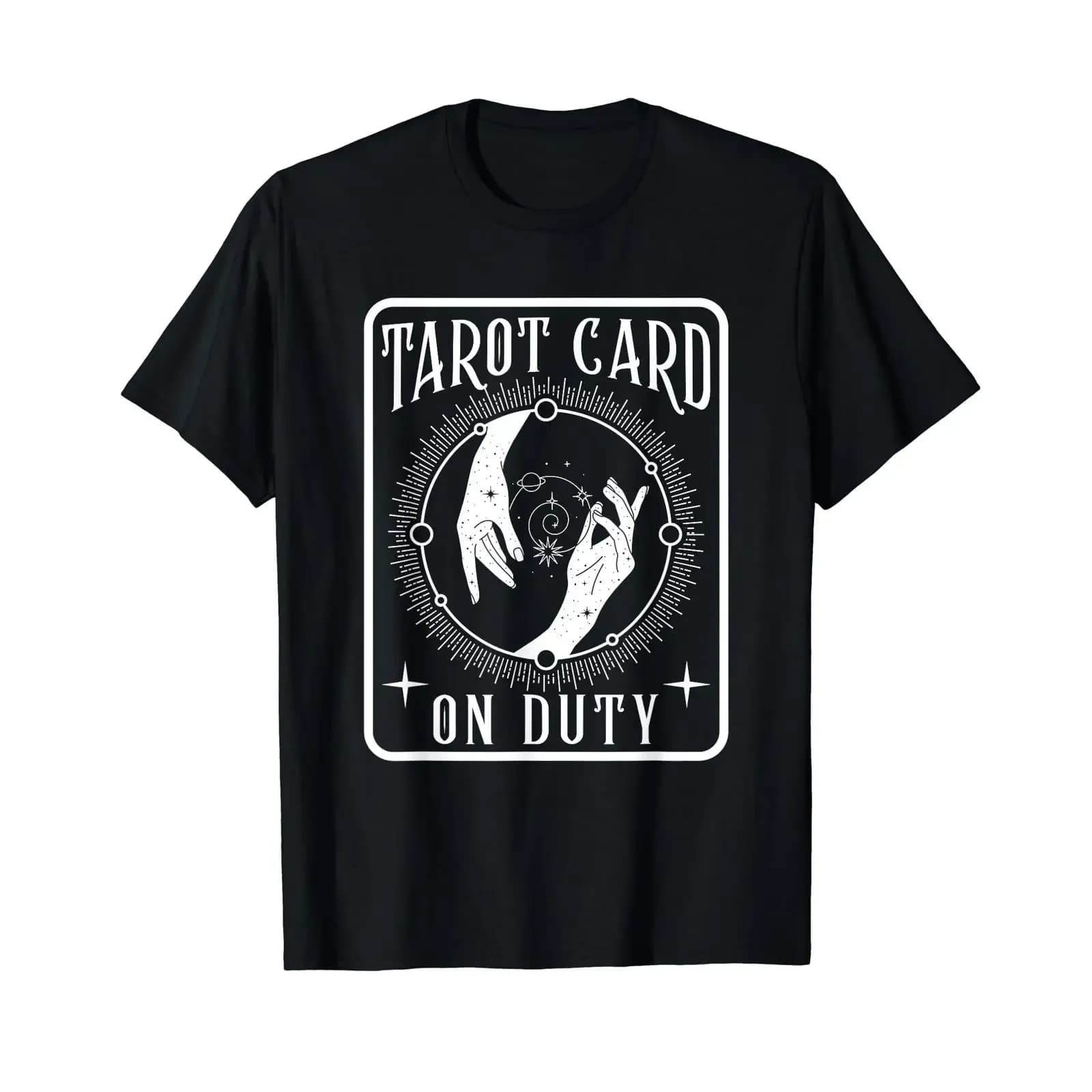 Tarot Cards On Duty Magic Occult Spiritual Wicca Witchcraft T Shirt vintage Washed streetwear fashion Stylish Unisex Versatile
