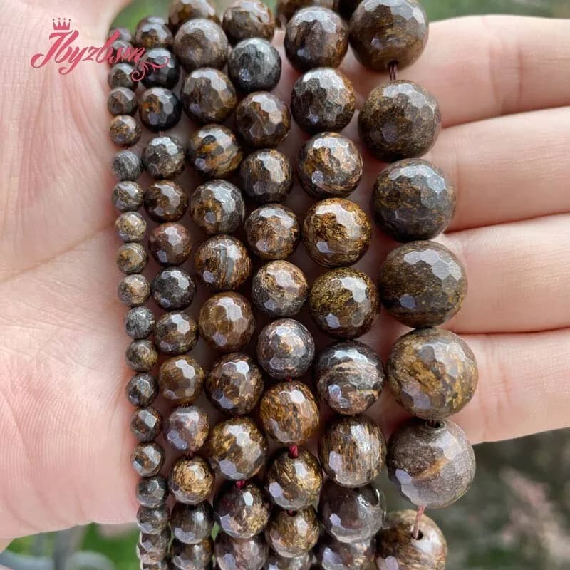 Perline rotonde di bronzite marrone naturale perline di pietra del distanziatore allentato filo 15 pollici 6/8/10/12MM per la creazione di gioielli braccialetto collana fai da te