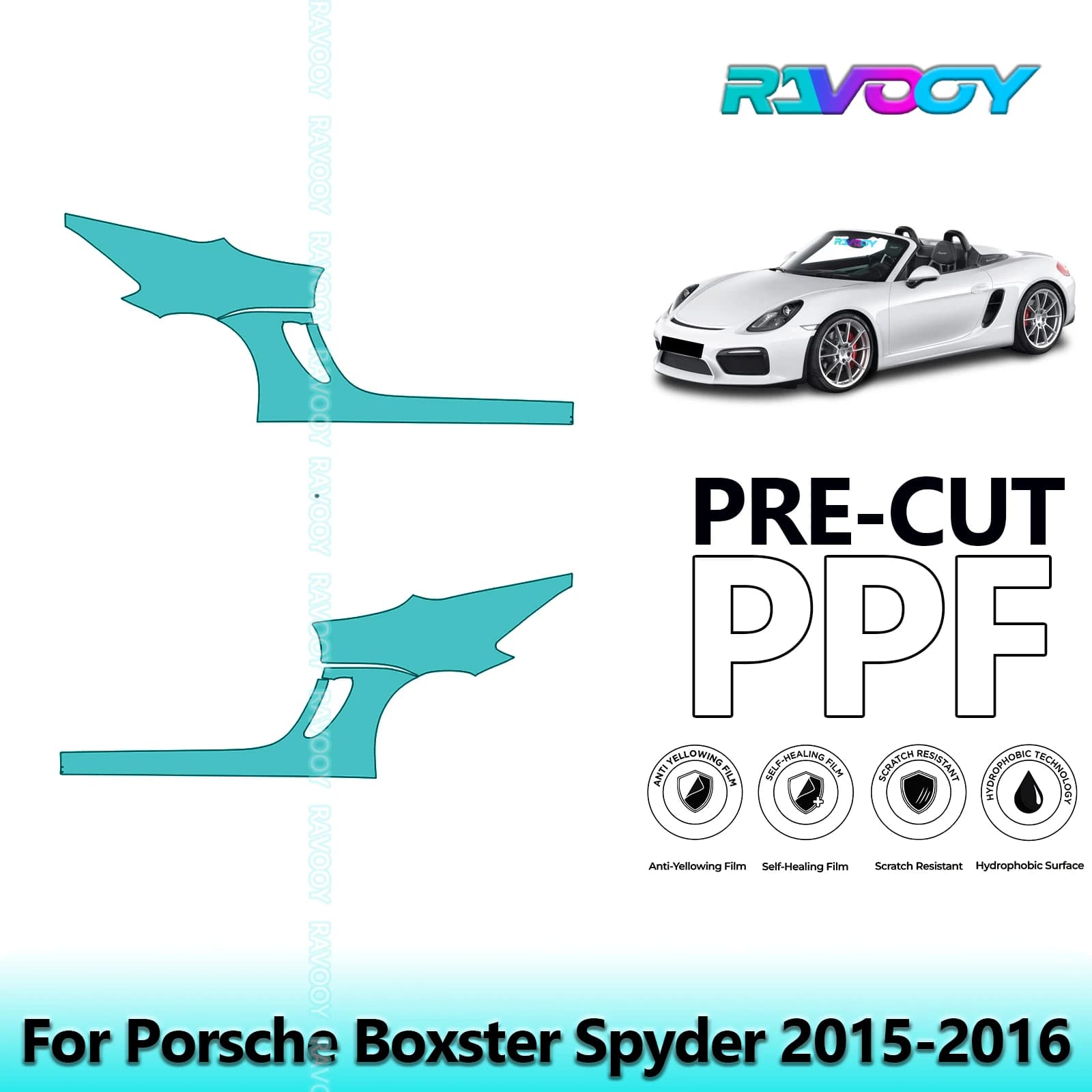 For Porsche Boxster Spyder 2015-2016 8.5mil Transparent Opaco Pre-Cut PPF Door and Kit Pillar A/B Protection Film TPU