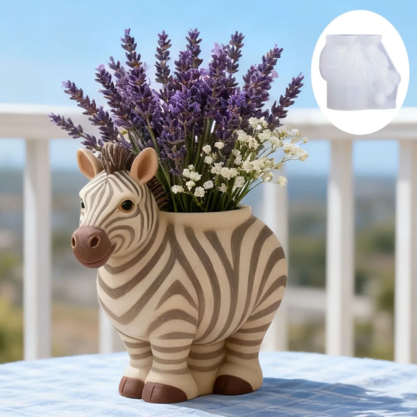 Zebra Aromatherapy Candle Cup Silicone Mould Handmade Candle Concrete Gesso Storage Box Flower Pot Mould for Plants