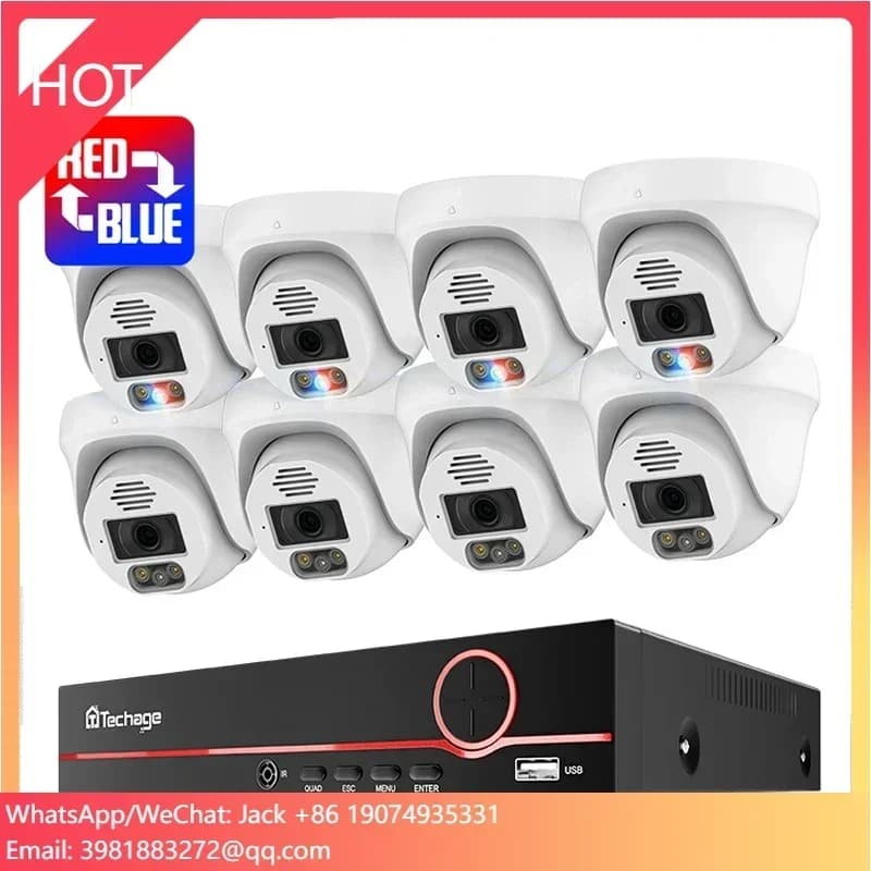 Sistema di Telecamere di Sicurezza IP Economico con Display HD a 8 Canali, Telecamere a Colori Notturne da 8MP, Rilevamento Facciale e PoE
