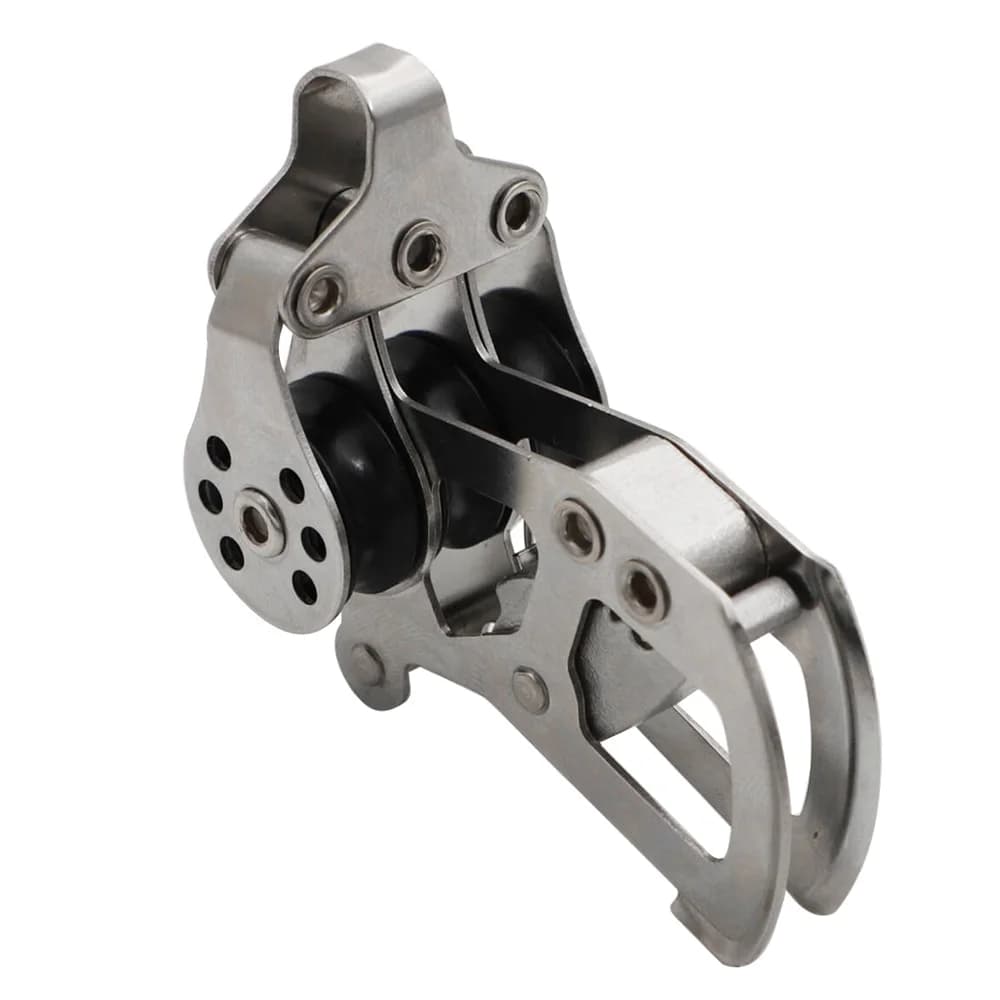 Nylon Sheave Locking Pulley Stainless Steel Single Block with Cam Cleat for Marine Sailboat Rope Rigging