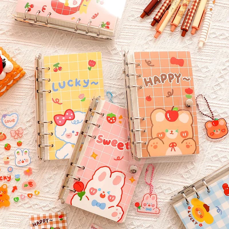 1 pz. Quaderno ad anelli con cartoni animati, agenda a fogli mobili, diario carino, quaderno per budget, cancelleria per ufficio