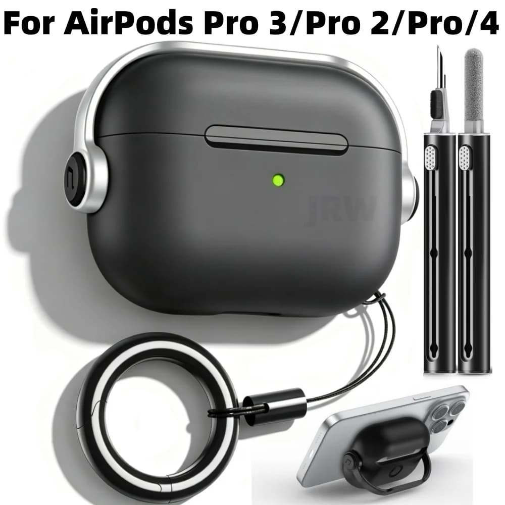 For AirPods Pro 3/Pro 2/4 with Stand Lock Case with Keychain Music Boys Design Shockproof Protective Case for AirPods 4/Pro3/Pro