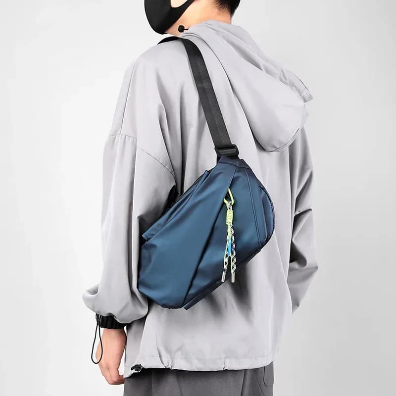 Waterproof Nylon Men's Shoulder Bag for Outdoor Sports Running Bike Belt Bag for Big Capacity Travel Phone Bag