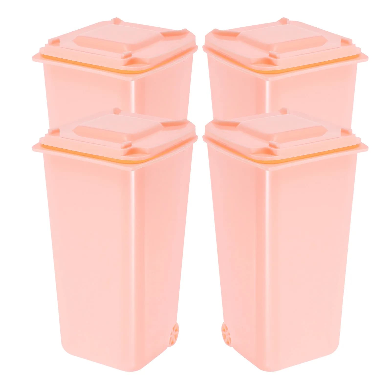 Set di 4 Piccoli Cestini da Scrivania, Design Carino a Cartone Animato, Mini Contenitore per Rifiuti con Coperchio, Portapenne Multifunzione per Ufficio