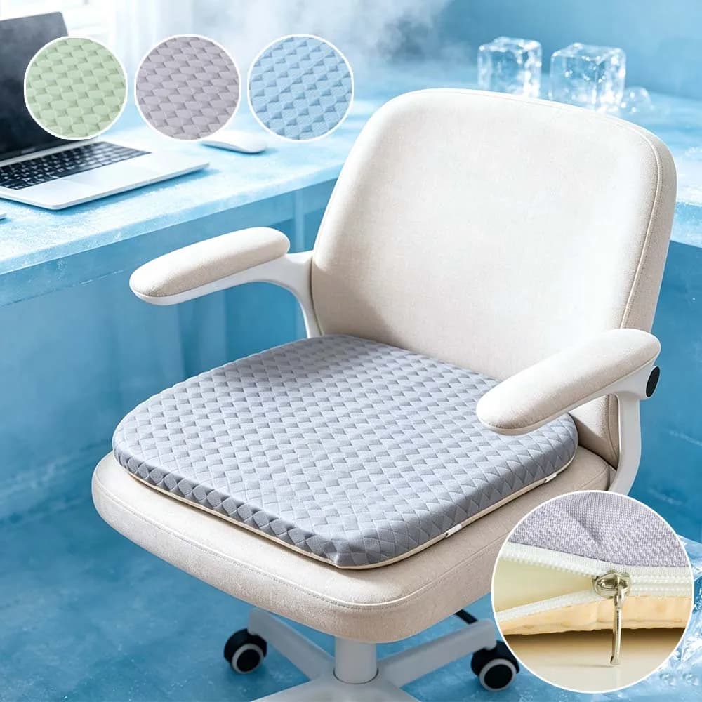 Summer Cool Seat Cushion Memory Foam Office Chair Cooling Breathable Non-Slip Pad for Tailbone Pain Relief for Home Pure Color