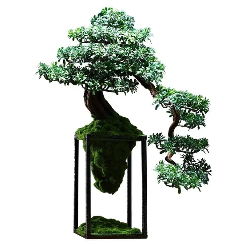 Chinese style bonsai simulation plant for interior cozy pine green plant in pot tree fake decoration micro-paesaggio