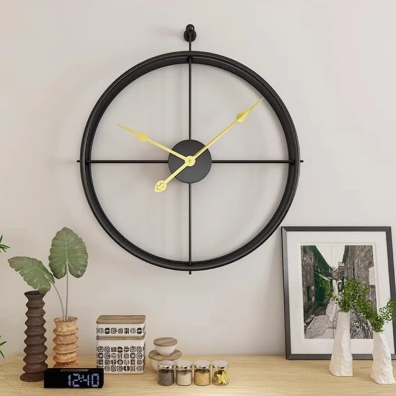 3D Rome Numerals Retro Large Wall Clock Double-walled Square Tube Iron Silent Wall Clock Living Room Office Art Wall Decor Clock