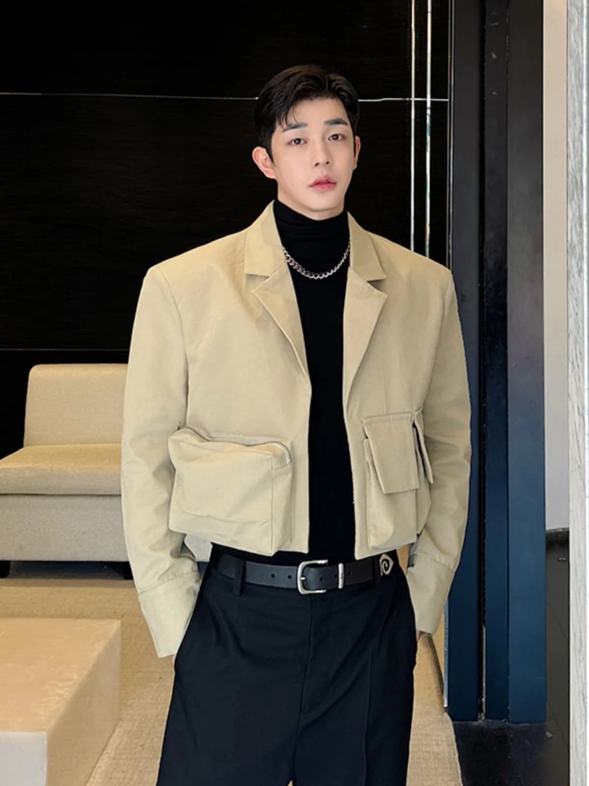 Spring 2025 Men's Short Workwear Jacket Trendy Brand Handsome Korean Style Multi-Pocket Utility Coat Youthful Popular Outerwear