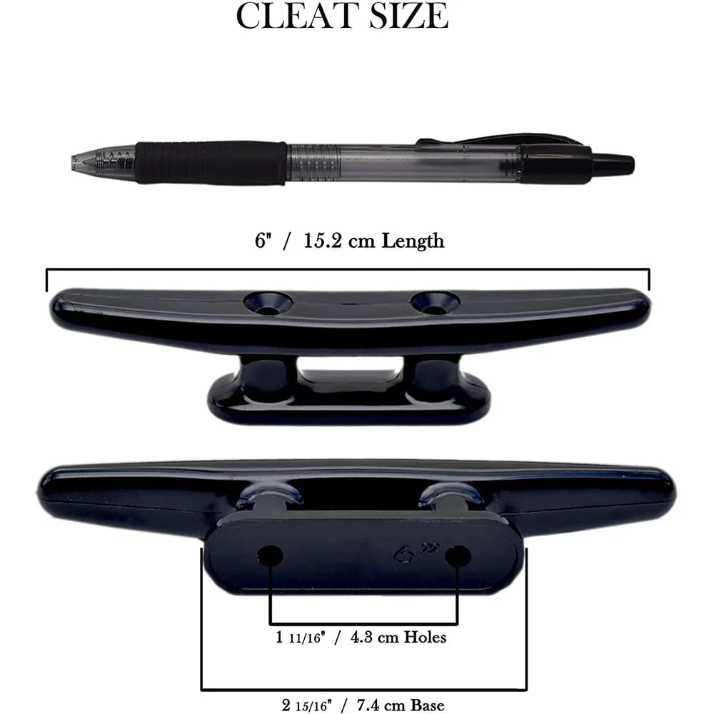 A75K Set di 2 Bitte Nere in Nylon da 6 Pollici - Bitte per Corde, Kayak, Bitte per Ormeggio - Perfette per Nautica, Decorazioni Marine e Nautiche