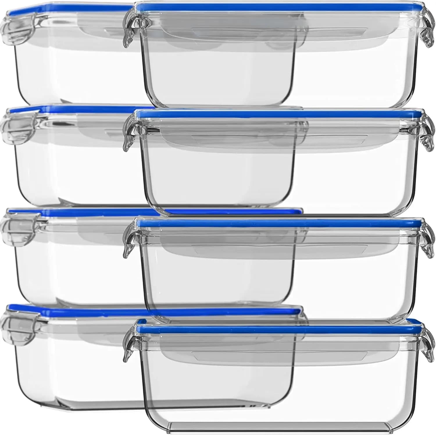 16 Pc (Set of 8) 30 Oz Glass Meal Prep Containers with Lids, Airtight Large Glass Food Storage Containers, Reusable Leak Proof