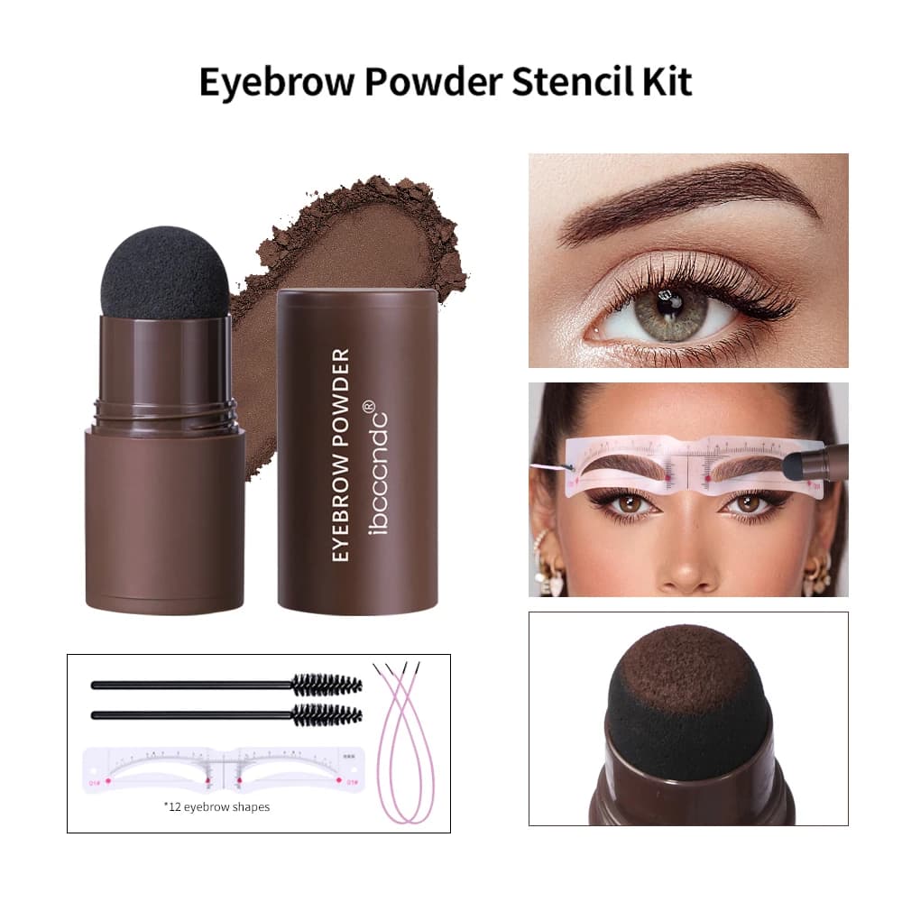 Complete Professional Makeup Brushes Eyebrow Powder Stencil Kit Waterproof Long Lasting Eyebrow Enhancers Brow Powder Stamp 1.8g