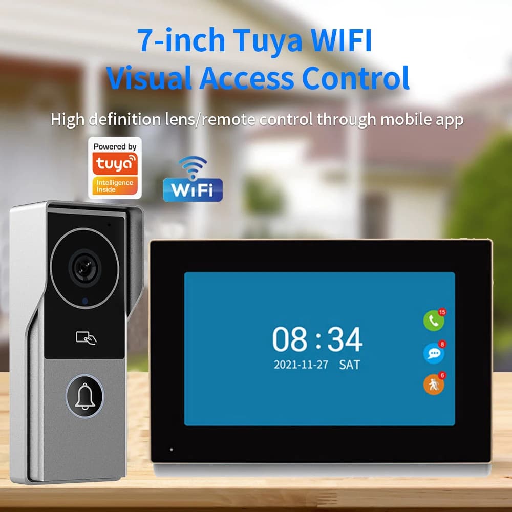 1080P 7 pollici Touch Screen Wifi Video campanello Smart TUYA Home Video citofono Kit rilevamento movimento ID Unlcok KW06