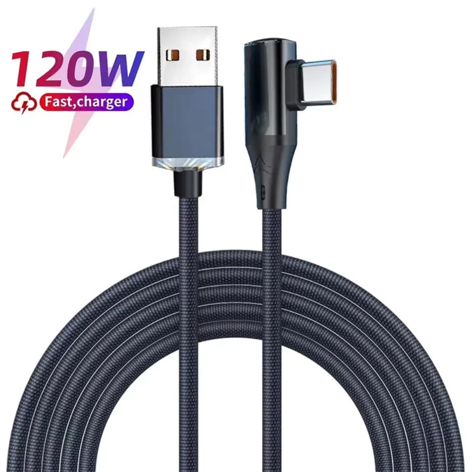 Cavo USB-C a 90 Gradi per Ricarica Rapida 120W per Realme Huawei P40 Pro, Cavo Dati per Samsung Xiaomi Poco