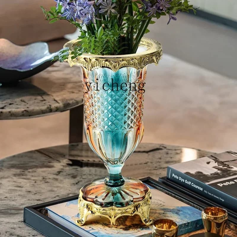 W28 European High-end Glass Double-layer Fruit Plate, Living Room Coffee Table Light Luxury Decorative Plate Pendulum Ornam