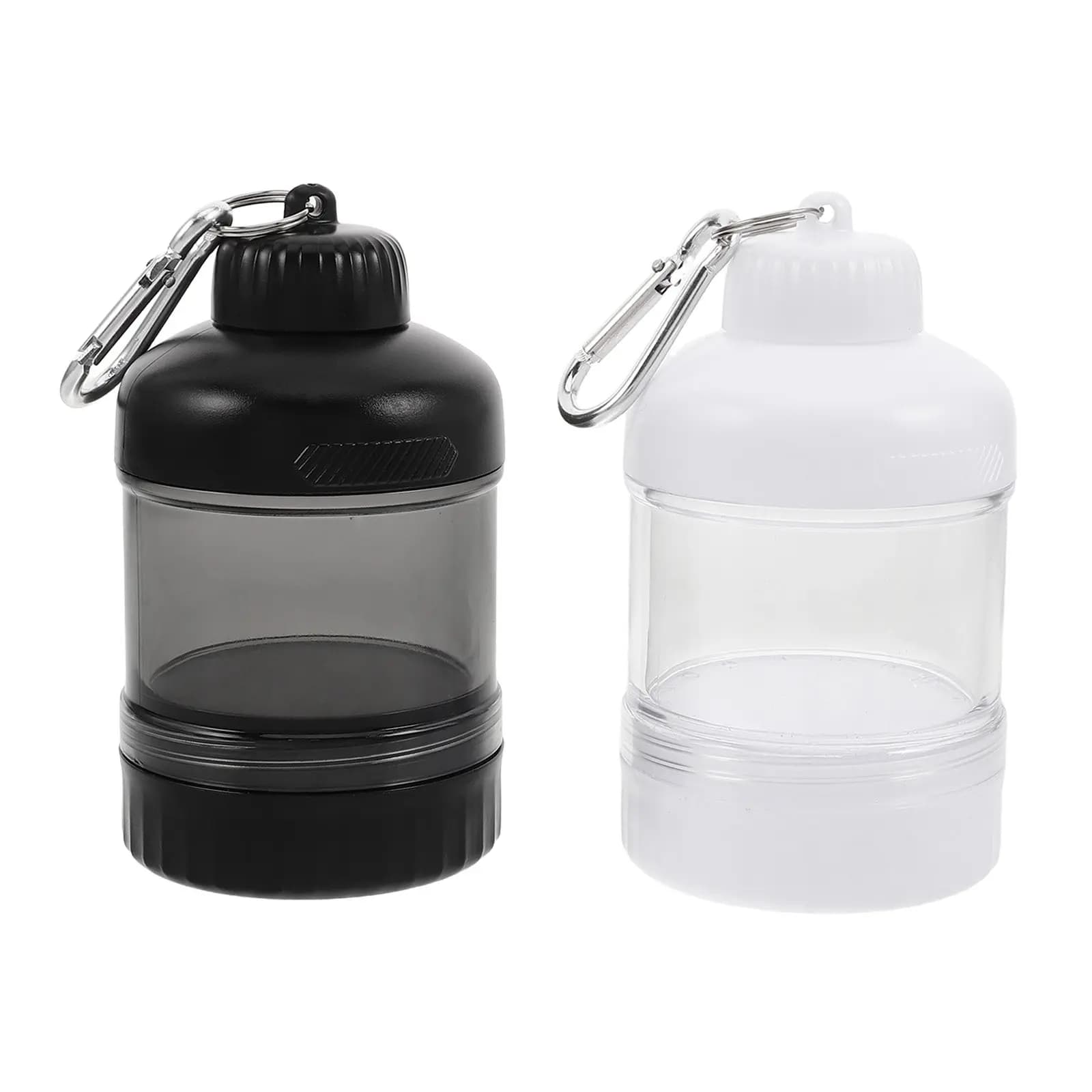 2Pcs Reusable Protein Powder Container Keychain Airtight Travel Jar Gym Backpack Portable Holder for Fitness on The Go