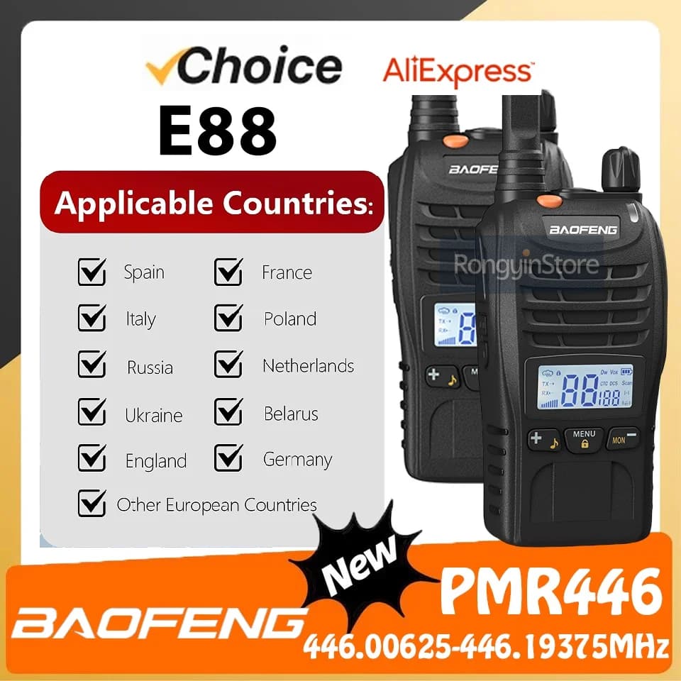 2/4PCS Baofeng E88 Mini Walkie Talkie PMR446 Per Il Paese Europeo BF-E88 16 Canali Regalo per bambini Radio bidirezionale portatile per la caccia