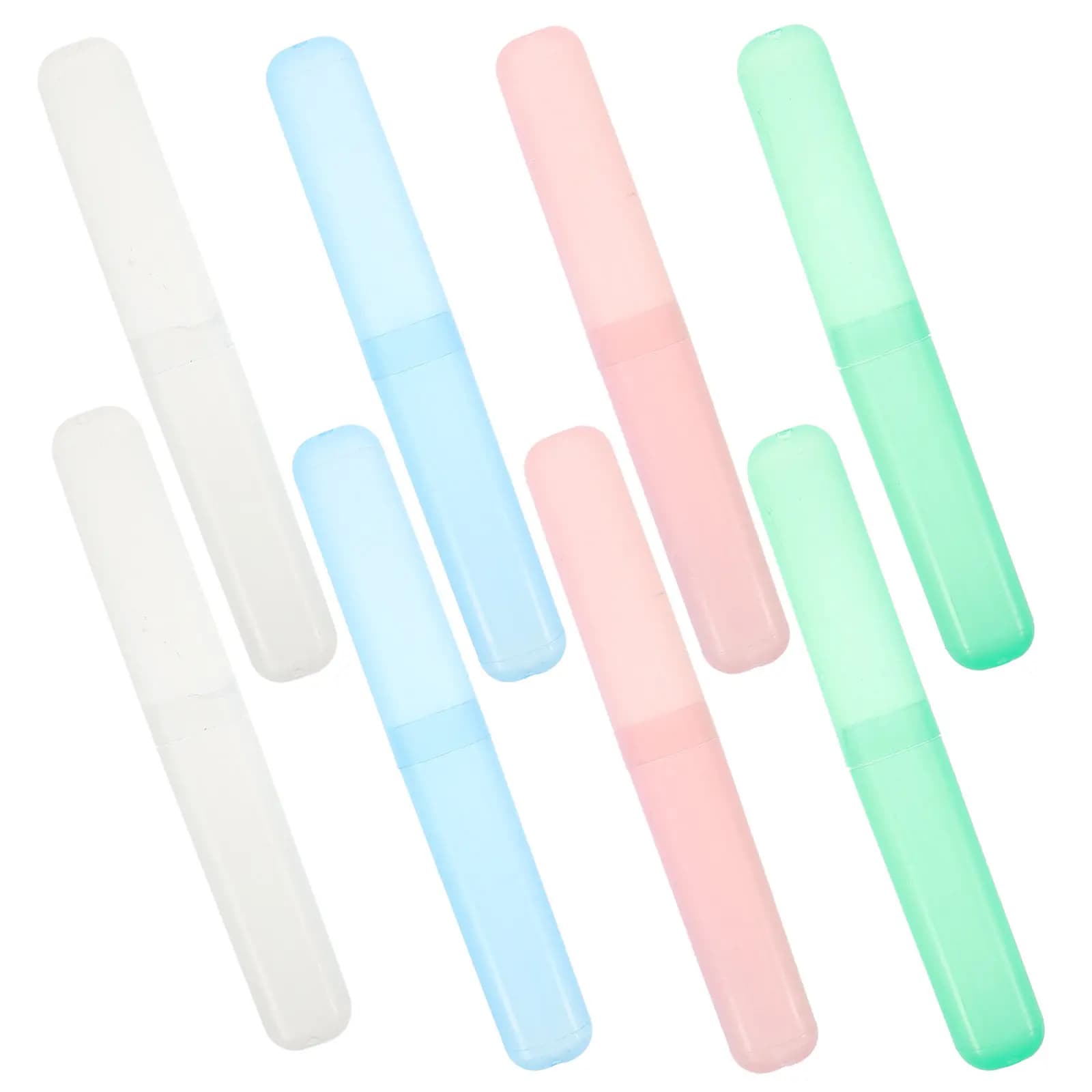 Set da 8 Porta Spazzolini da Viaggio Colorati (Bianco, Verde, Blu, Rosa) con Confezione Singola - Scatola Porta Spazzolino per Esterni