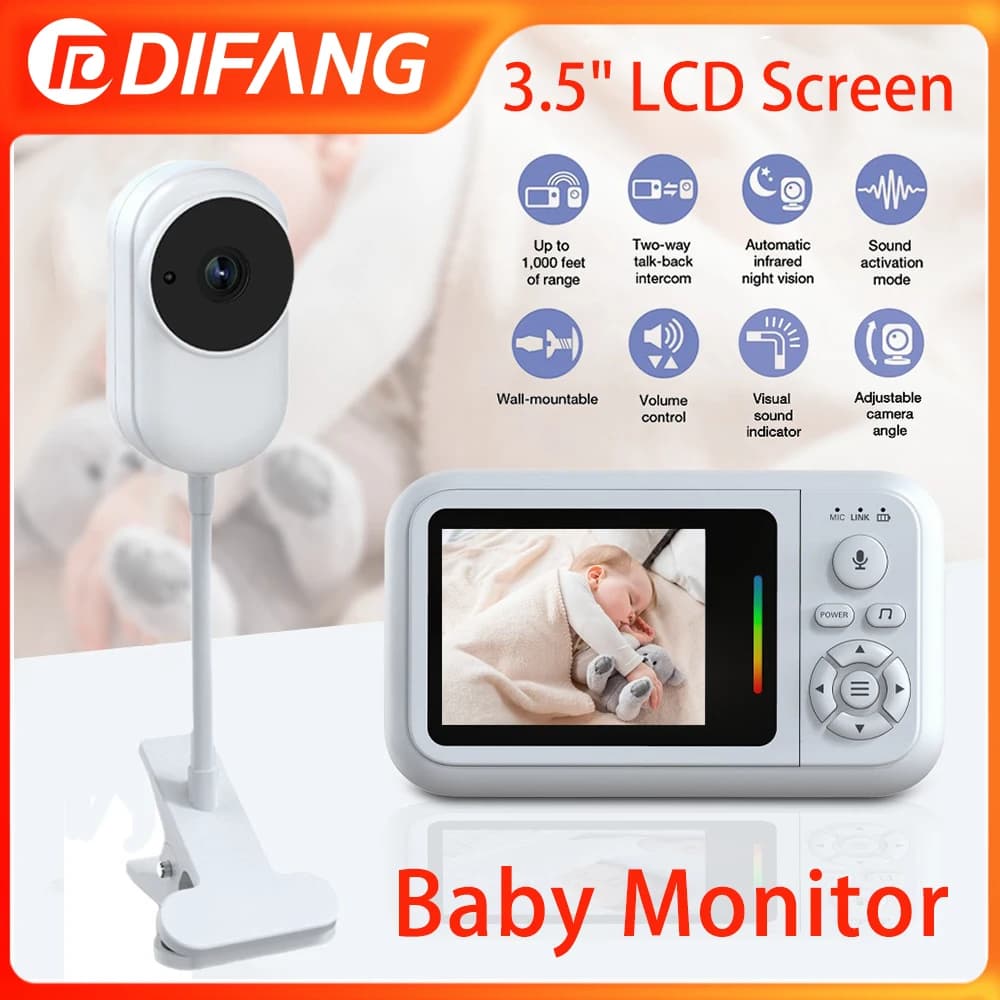 New 3.5"IPS Video Baby Monitor 1000-Foot Range No WiFi Automatic Infrared Night Vision VOX Voice-Activated Wake-Up Child Camera