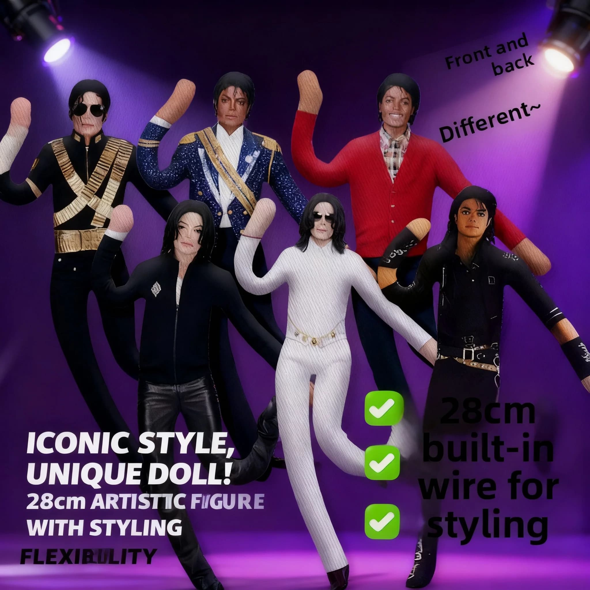 MJ Abstract Jerky Doll 24CM New Arrival Michael Jackson Rat with Wire Frame Pose Adjustment