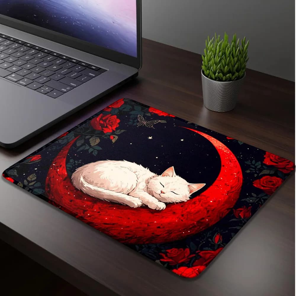 Tappetino per mouse da gaming Little White Cat, accessori per computer, tappetino da scrivania, mousepad per gamer, tappetini per ufficio