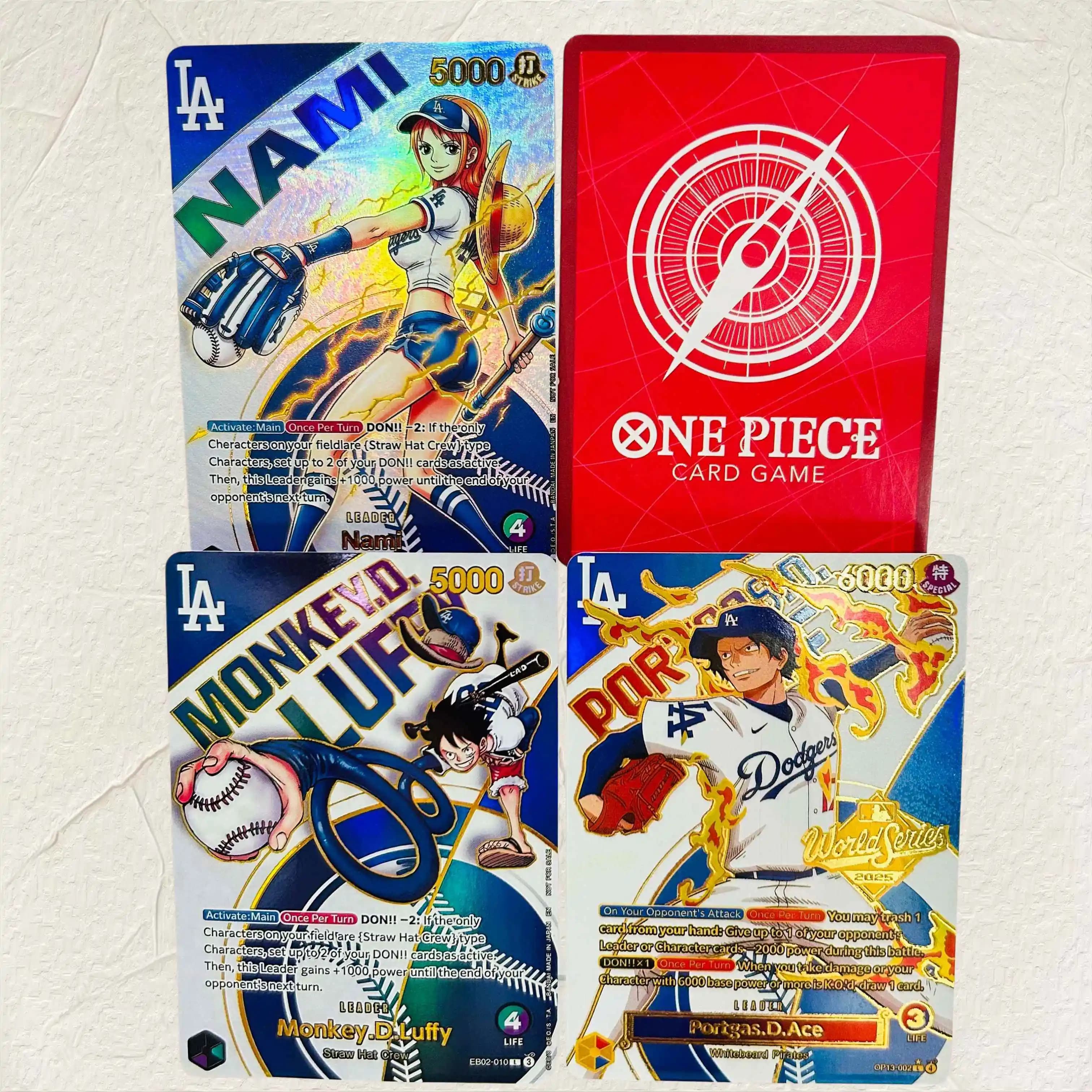 DIY One Piece 3pcs Nami Luffy Ace Holographic Texture Cards English Version Perfect Condition Classic Anime Collectible TCG