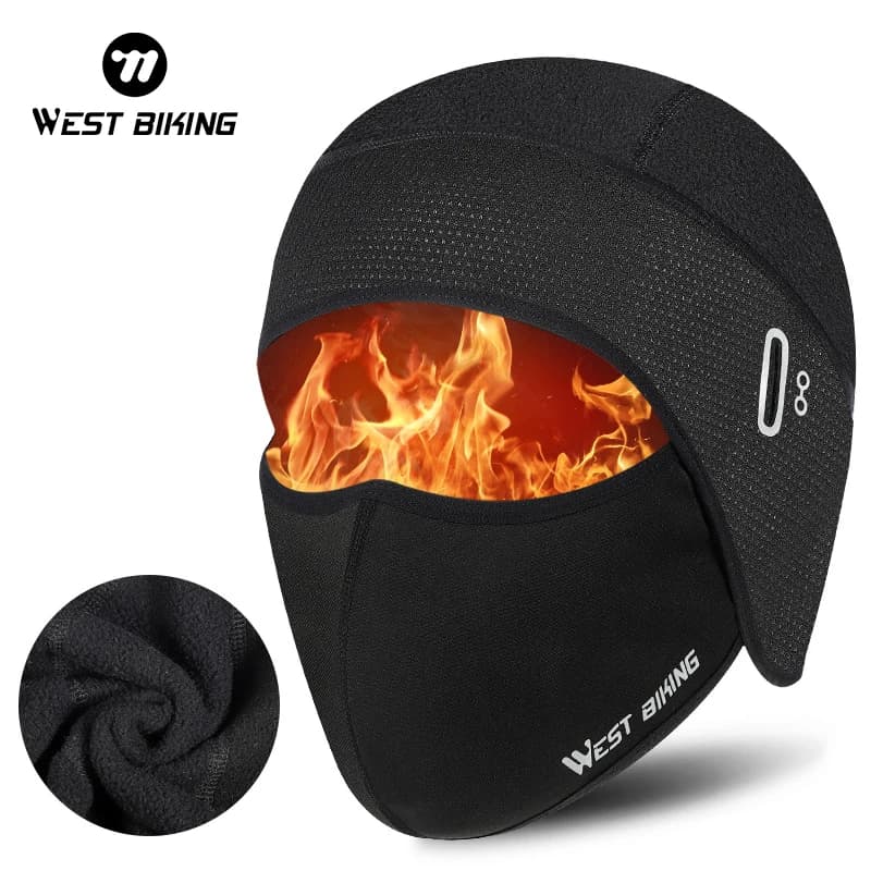 WEST BIKING Thermal Copricapo for cycling Winter snow globe for windproof fleece Protection mask for face Sports bike helmet