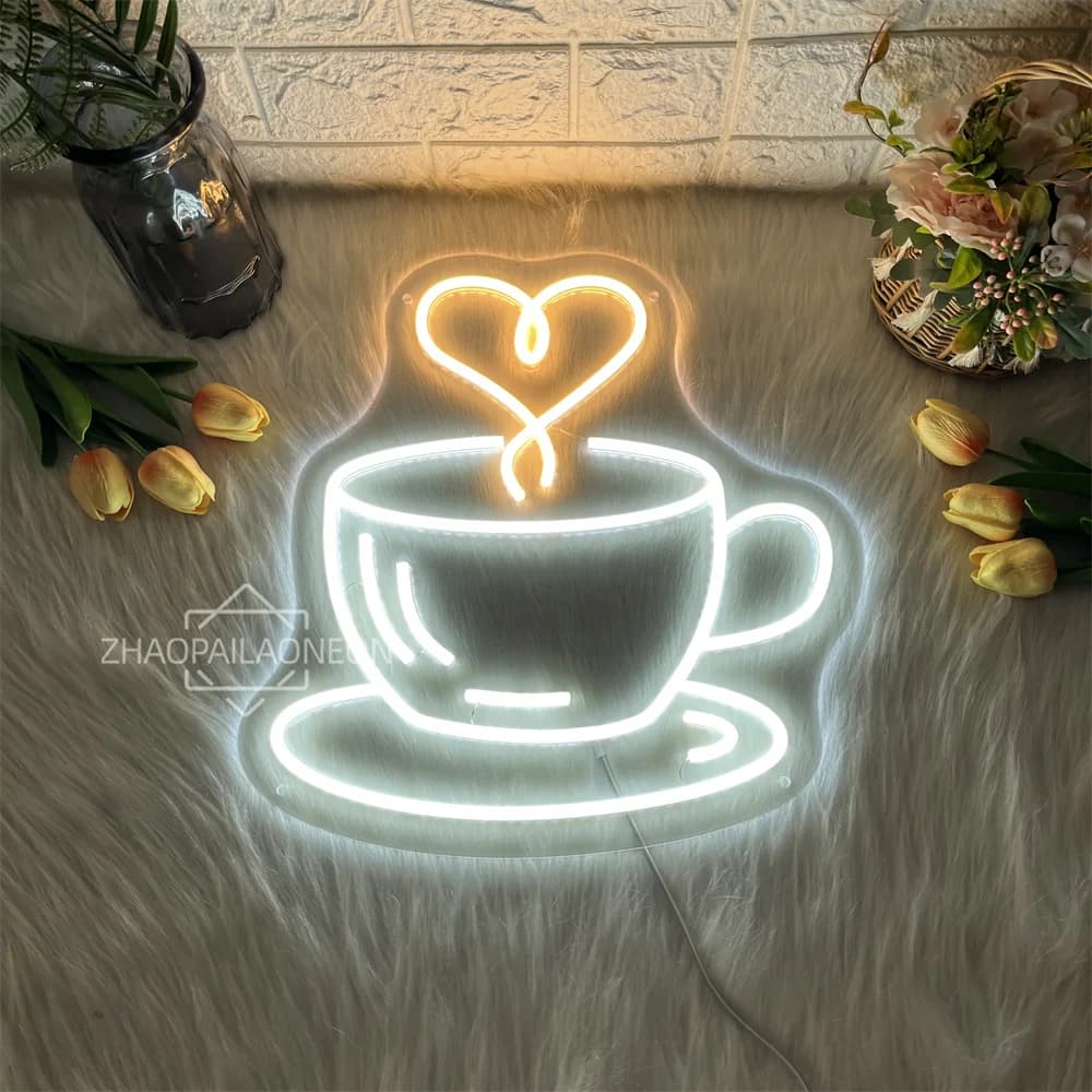 Caffè Tè Insegna al neon Caffetteria Appesa Decorazione da parete a LED Insegna al neon aziendale per la decorazione del negozio Bar Cafe Tae