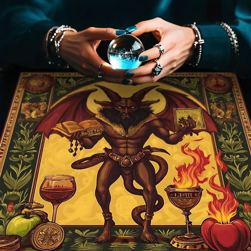 Tarot Cloth Small Tarot Cloth Three Card Spread Demon Tarot Gothic Altar Tablecloth Divination Event Party Supplies, Golden