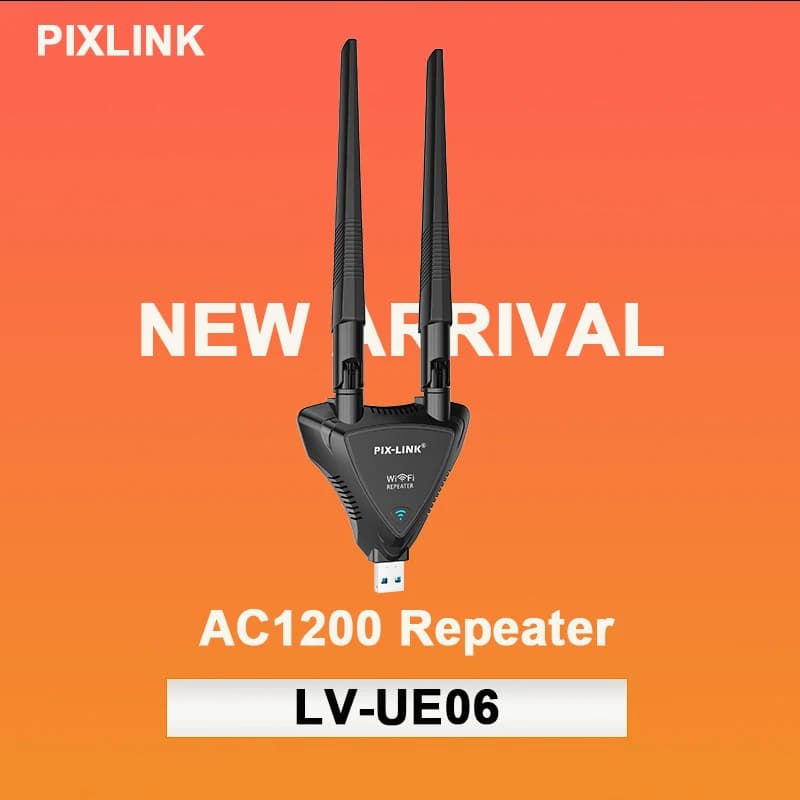 Portable USB WiFi Extender Repeater PIX‑LINK UE06 Dual Band 1200Mbps Whole Home Signal Coverage Plug Play Travel Network Amplifi