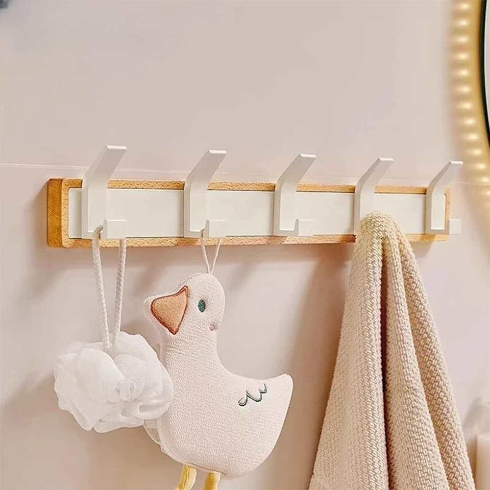 Appendiabiti da parete in legno di faggio Doppi grucce Ingresso Appendiabiti Gancio multiuso Scialle Sciarpa Cappelli Portachiavi Organizzatore